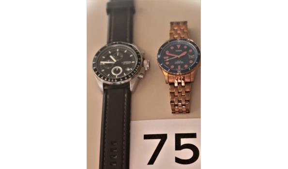 2 div horloges  w.o. FOSSIL CH2573, werking niet gekend, met gebruikssporen
